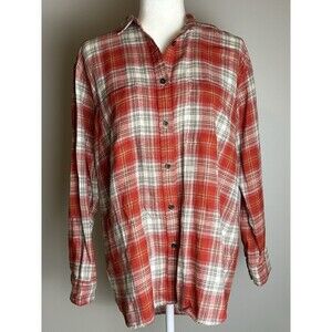 Women's Roots Canada (Small P) Red Plaid Flannel Pocketed Button Front Shirt